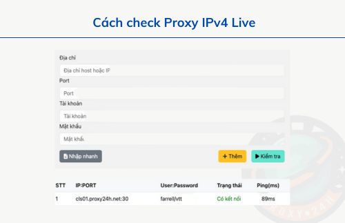 Cách check Proxy IPv4 Live